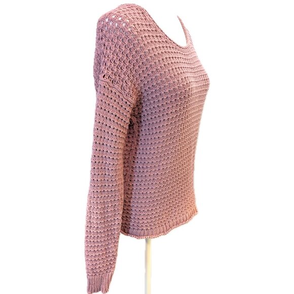 Madewell | Oversized Open-Stitch Summer Sweater Pink Austen Pullover | Size XS - Picture 6 of 11